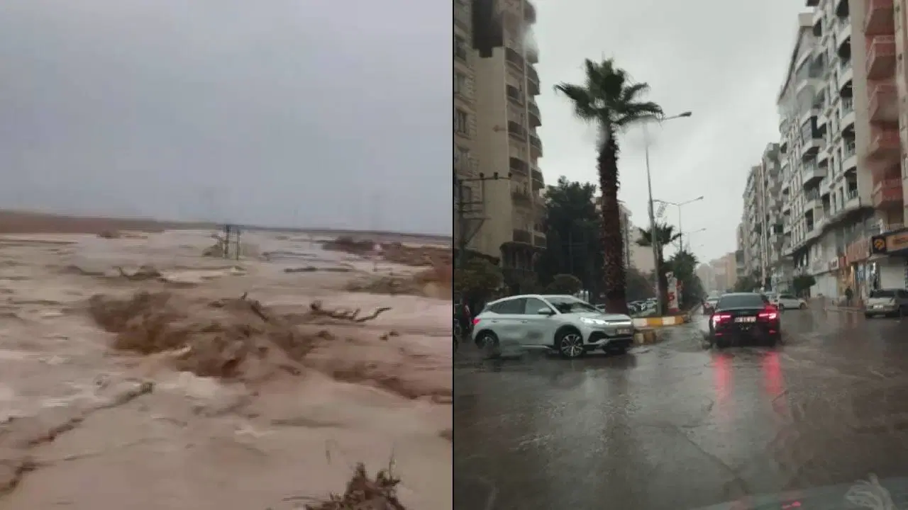 Mardin’de sağanak esareti… Dereler taştı, yollar göle döndü!