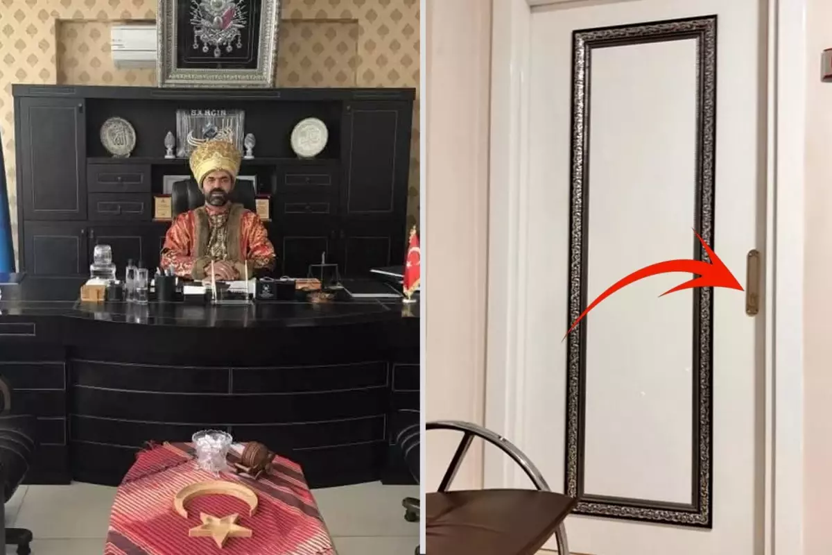 Seçime böyle gidiyor: Makam odasında padişah kıyafetiyle poz veren oda başkanı