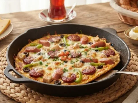 Tek tavada efsane lezzet pizza omlet tarifi 6gGLevLf